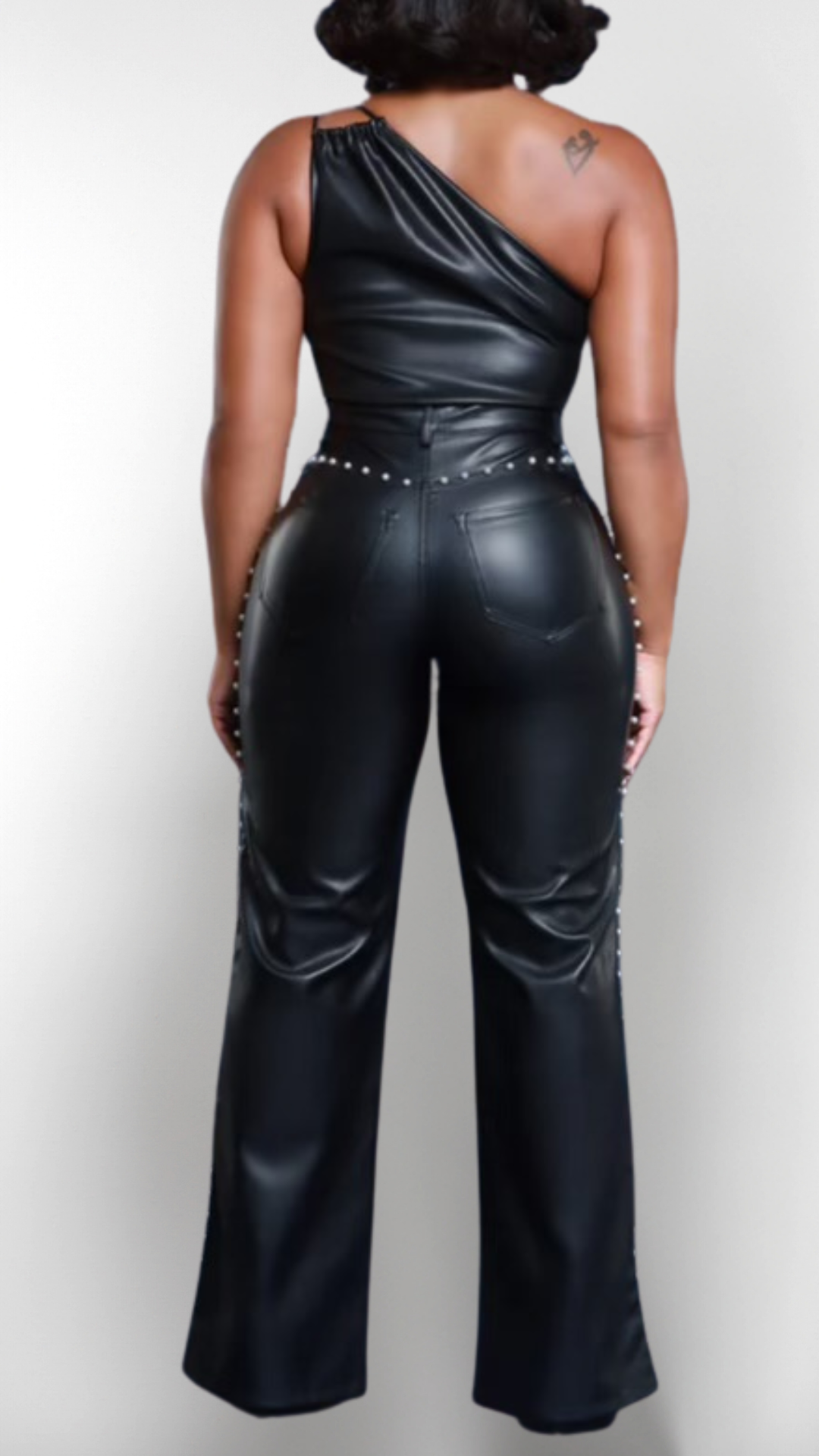 Studded Glam Flare Faux Leather Pants